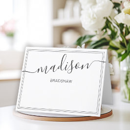 Tarjeta De Agradecimiento Firma del guión de nombre personalizado en blanco 