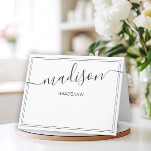 Tarjeta De Agradecimiento Firma del guión de nombre personalizado en blanco