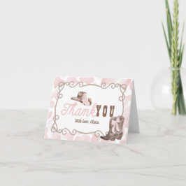 Tarjeta De Agradecimiento First Rodeo 1st Birthday Dusty Pink