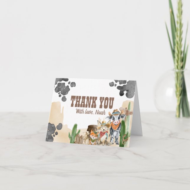 Tarjeta De Agradecimiento First Rodeo Rustic Wild West Thank You (Anverso)