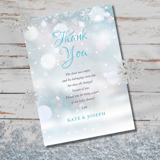 Tarjeta De Agradecimiento First Snowflakes Baby Shower Thank You Poem (Subido por el creador)