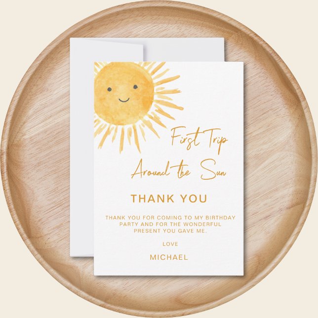 Tarjeta De Agradecimiento First Trip Around The Sun Boy's 1st Birthday (Subido por el creador)