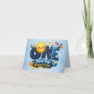 Tarjeta De Agradecimiento First Trip Around the Sun First Birthday Thank You