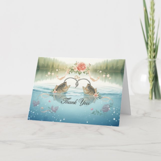 Tarjeta De Agradecimiento Fishing Lovers Wedding  (Anverso)