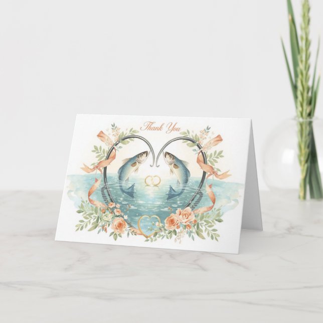 Tarjeta De Agradecimiento Fishing Lovers Wedding  (Anverso)