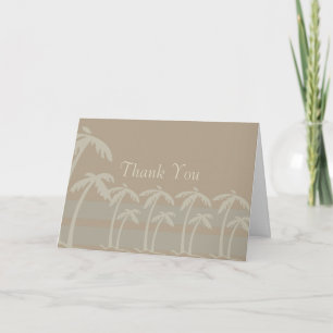 Tarjeta De Agradecimiento Fiyi: Palmeras Tropicales en Taupe, Creme, Azul