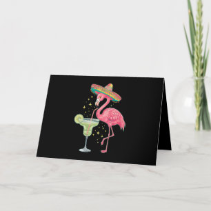 Tarjeta De Agradecimiento Flamenco bebiendo Margarita Divertido Poncho Mexic