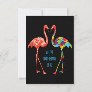 Tarjeta De Agradecimiento Flamencos   Aceptar Entender el amor Autismo Flami