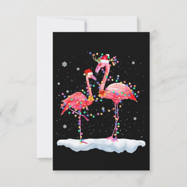 Tarjeta De Agradecimiento Flamencos| Flamingo Árbol de Navidad Santa Hat Xma (Anverso)