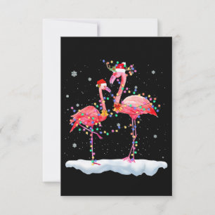 Tarjeta De Agradecimiento Flamencos  Flamingo Árbol de Navidad Santa Hat Xma