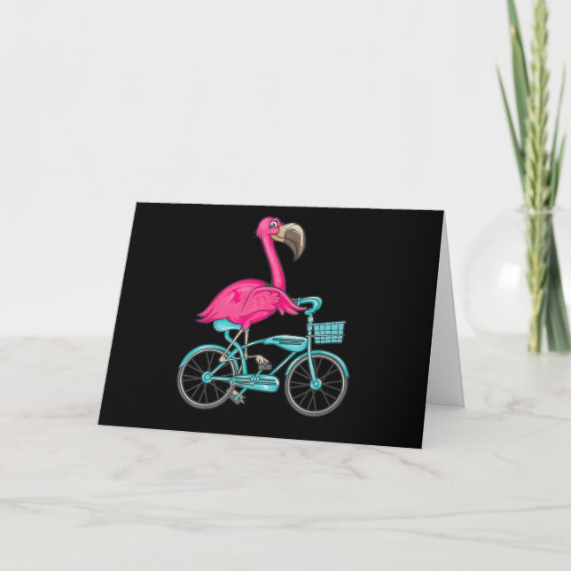 Tarjeta De Agradecimiento Flamencos | Flamingo En Bicicleta Guay Bikers (Anverso)