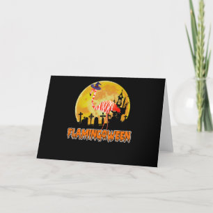 Tarjeta De Agradecimiento Flamencos Flamingoween Funny Witch Halloween