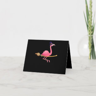 Tarjeta De Agradecimiento Flamencos   Halloween de Brujas Flamingo divertida