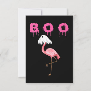 Tarjeta De Agradecimiento Flamencos Mujeres Flamingo Boo Ghost Halloween