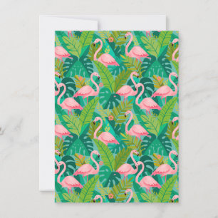 Tarjeta De Agradecimiento Flamencos rosados tropicales follaje de la selva