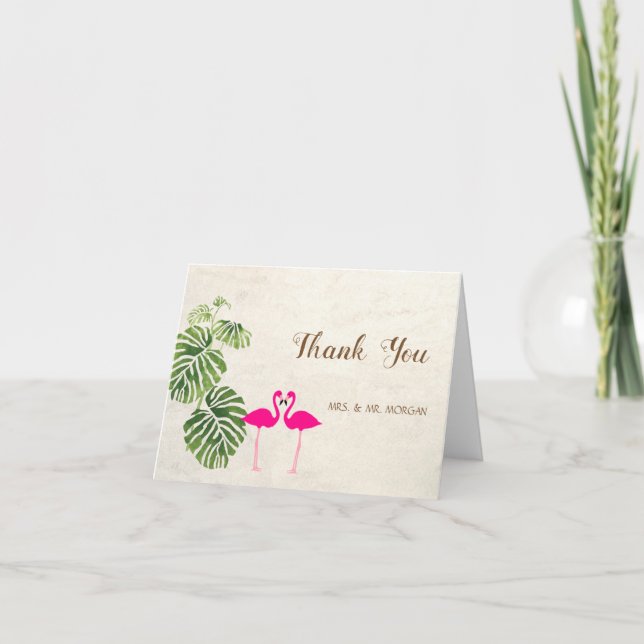 Tarjeta De Agradecimiento Flamencos tropicales (Anverso)