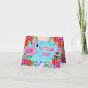 Tarjeta De Agradecimiento Flamingle Pink Floral Birday Party (Fiesta de cump