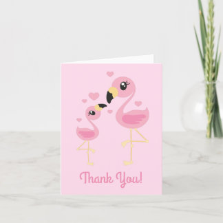 Tarjeta De Agradecimiento Flamingo Baby Shower Cute Tropical