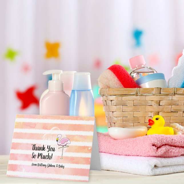 Tarjeta De Agradecimiento Flamingo Baby Shower Gracias (Subido por el creador)