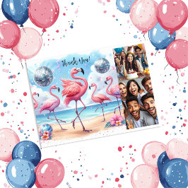 Tarjeta De Agradecimiento Flamingo Beach Birday Bash Photo