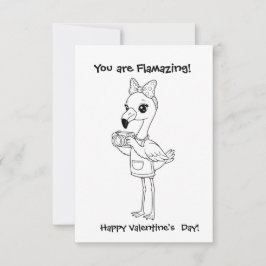 Tarjeta De Agradecimiento flamingo Coloring  card Classroom Valentine 