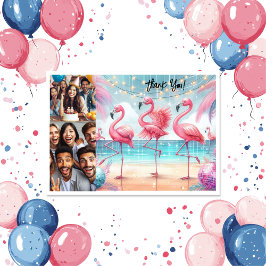Tarjeta De Agradecimiento Flamingo Dance and Celebration Birthday Photo