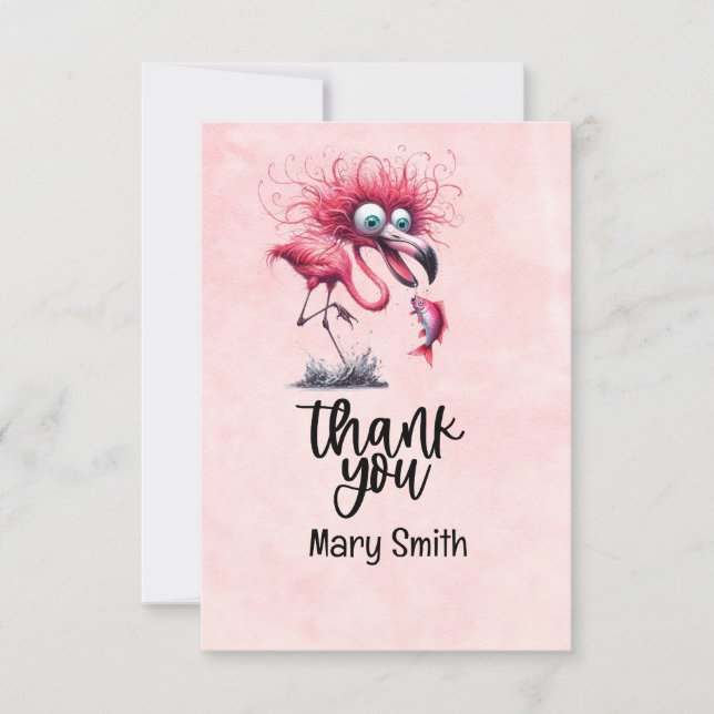 Tarjeta De Agradecimiento Flamingo Funny Design for fiesta (Anverso)