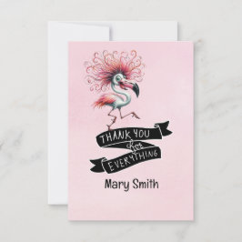 Tarjeta De Agradecimiento Flamingo Funny Design for fiesta
