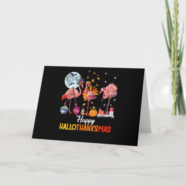 Tarjeta De Agradecimiento Flamingo|Navidades de Flamingo Thankings Halloween (Anverso)