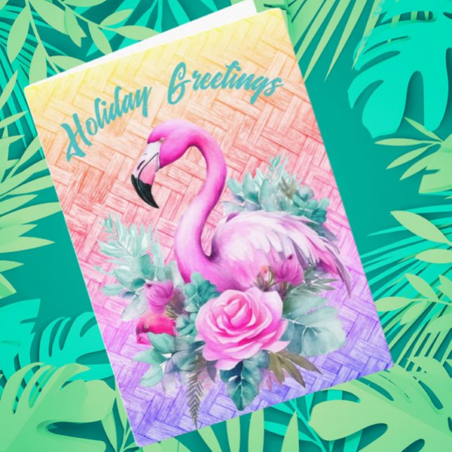 Tarjeta De Agradecimiento Flamingo rosa pastel tropical personalizado (For your tropical holiday!)