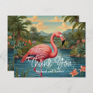 Tarjeta De Agradecimiento Flamingo rosa retro
