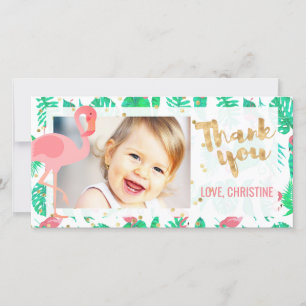 Tarjeta De Agradecimiento flamingo rosa tropical gracias