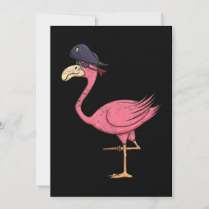 Tarjeta De Agradecimiento Flamingo Rosado Pirata Con Eyepatch Halloween