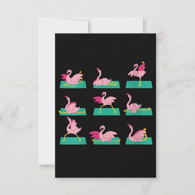 Tarjeta De Agradecimiento Flamingo Yoga Poses Ejercicio de Meditación (Anverso)