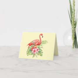 Tarjeta De Agradecimiento Flamingos de acuarela tropical e Hibiscus Gracias