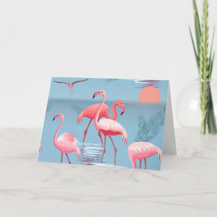Tarjeta De Agradecimiento Flamingos Patrón 1