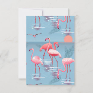 Tarjeta De Agradecimiento Flamingos Patrón 1