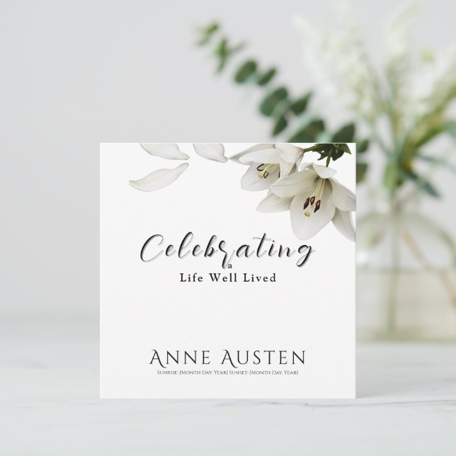 Tarjeta De Agradecimiento Flat Funeral Thank You Card - Editable  (Anverso de pie)