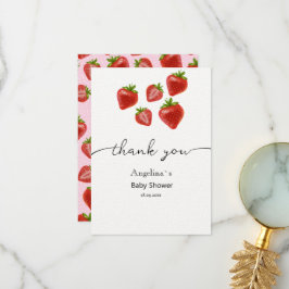 Tarjeta De Agradecimiento Flat Gracias Baby Shower Sweet Strawberries.