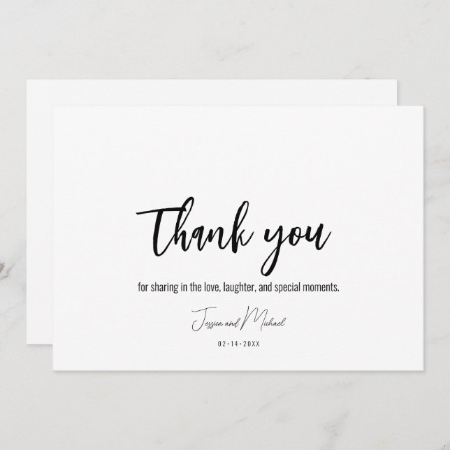 Tarjeta De Agradecimiento 💍 Flat Minimalista Elegant (Anverso / Reverso)