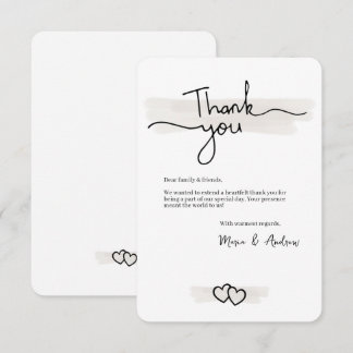 Tarjeta De Agradecimiento Flat Minimalistic Thank You Card With Hearts