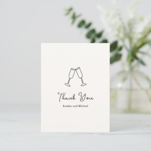 Tarjeta De Agradecimiento Flautas Doodle Dibujadas a Mano Boda Moderna