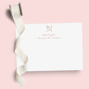 Tarjeta De Agradecimiento Flecha de Cupido Rosa con Arco y Corazón para Desp