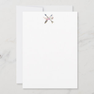 Tarjeta De Agradecimiento Flecha Rústica Pluma Flor Estacionaria
