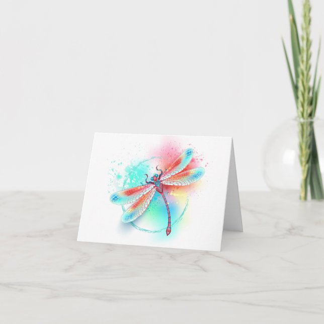 Tarjeta De Agradecimiento Fléon roja sobre fondo acuarela (Anverso)