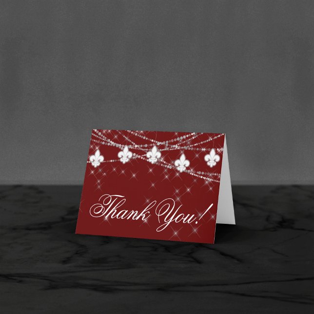 Tarjeta De Agradecimiento Fleur de Lis Luz Roja Oscura | Foto elegante (Subido por el creador)