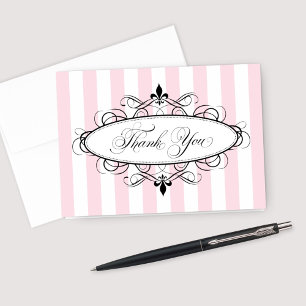 Tarjeta De Agradecimiento Fleur de Lis Rosa Antiguo Francés