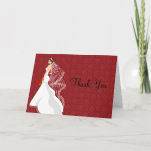 Tarjeta De Agradecimiento Flirty Crimson Bridal Shower