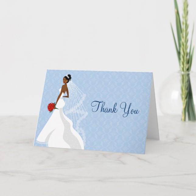 Tarjeta De Agradecimiento Flirty Sapphire Bridal Shower gracias (Anverso)