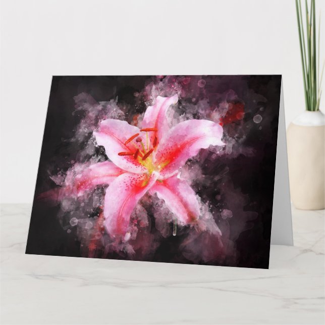 Tarjeta De Agradecimiento Flor acuarela de Stargazer Lily - bb 01 (Anverso)